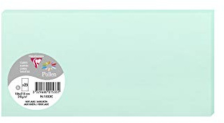 Clairefontaine 1533C Packung mit 25 Karten Pollen in Format DL, 210g 106 x 213mm, Jadegrün