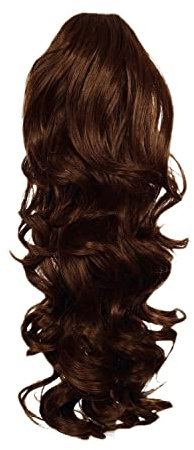 Prettyland - DH254 45cm Klammer gewellt Pferdeschwanz Zopf Haarverlängerung Haarteil- Braun /0W83