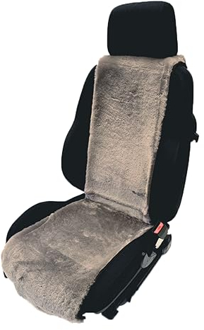 Hochwertiges Lammfell Autositzauflage 36 cm x 135cm – Geeignet für Jede Jahreszeit - 18mm Fellhöhe - Universelle Passform (Grau)