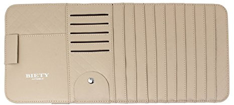 Sourcingmap Car 11 Slots Capacity Folding CD Visor Storage Pen Card Holder Beige