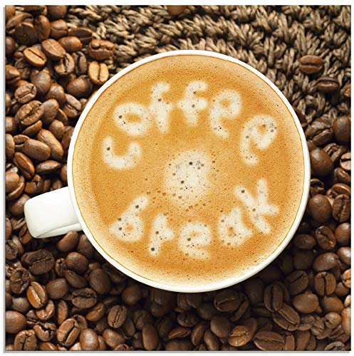 ARTland Wanddeko Glasbilder Wandbild Glas Bild einteilig 50x50 cm Quadratisch Kaffee Coffee Cafe Cappuccino Getränke Kaffeebohnen T6AY