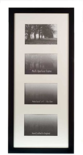 Wall Space Multi Aperture Photo Frame 6x4-25mm Matt Black - REAL GLASS - Picture Frames Multiple Photos 6 x 4 Photo Frames Multiple Photos - Four Photos