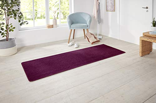 Hanse Home Nasty Teppich Rund – Wohnzimmerteppich Flauschiger Kurzflor Einfarbig Unifarben für Esszimmer, Wohnzimmer, Kinderzimmer, Flur, Schlafzimmer, Küche – Uni Brombeere, 200cm