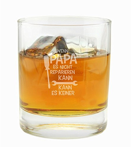 4youDesign Whiskyglas -Wenn Papa es nicht reparieren kann, kann es keiner- Whiskeybecher als Vatertagsgeschenk - Geschenkidee für Männer