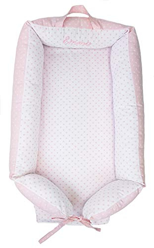 Überzüge und Wendbar Multifunktionale Kuschelnest, Babynest Kuschelnest oder Babynestchen Kuchelnest Personifizierte MIT NAME. Verfügbar in mehreren Modellen (Sterne Rose)