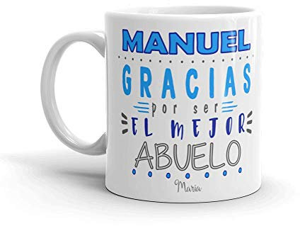 Kembilove Taza de Café para Abuelo – Taza de Desayuno Gracias por ser el Mejor Abuelo con Nombre Personalizado – Taza de Café y Té para Abuelos – Taza de Cerámica Impresa