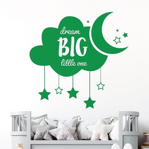 Dream Big Little One Wandtattoo, Motiv: Wolke, Sterne, Mond, Kaktus
