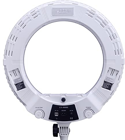 YIDOBLO 18-Zoll-Ringlicht,YouTube LED TikTok Ringlicht-Kit Farbtemperatur 3200K-5500K Make-up-Ringlichter mit Telefonhalter Ferntragetasche Kamera Handy Videoaufnahme(weiße Farbe ohne Stativ)