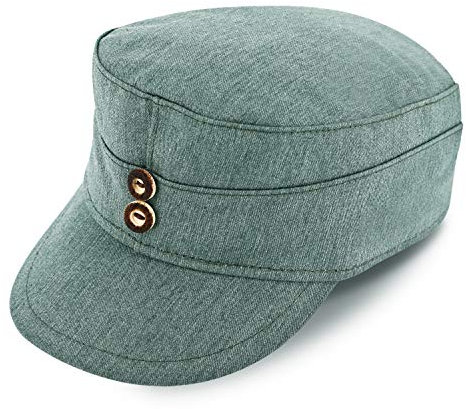 fiebig Landmann Kappe | Klassische Arbeitsmütze mit Lederband, Hornknöpfen & Innenfutter | Military Outdoor Cap Made in Germany (56-M)