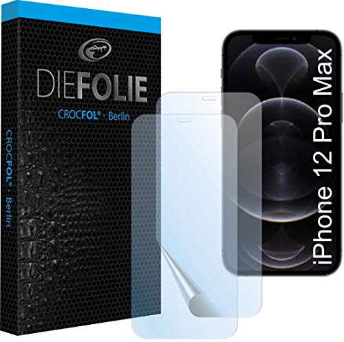 Crocfol für iPhone 12 Pro Max Schutzfolie vom Testsieger [2 St.] - selbstheilende Premium 5D Langzeit-Panzerfolie