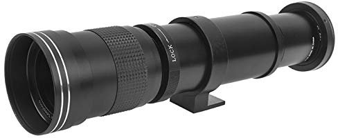 DAUERHAFT 420 800mm Teleskopobjektiv, F8 3 16 Manueller Fokus Zoom Teleobjektiv mit 2X Vergrößerung, 420 800MM Super Telezoom, für EF S Mount Kamera (Schwarz)