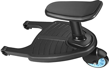 SEAAN Planche Poussette Universelle Assis Debout Portable, Accessoires De Poussette Confortables Et Sûrs (2-6 Ans, 25 Kg), Noir