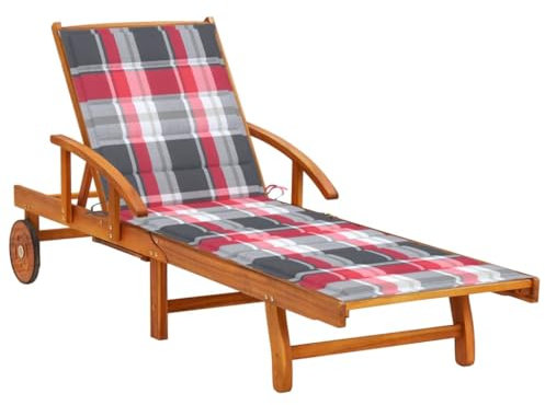 vidaXL Akazienholz Massiv Sonnenliege mit Auflage Gartenmöbel Saunaliege Relaxliege Holzliege Liege Liegestuhl Gartenliege Rollliege Strandliege