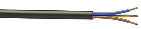 3 Core Round Black Flex Flexible Cable 0.75 MM - 2 metre Cut Length