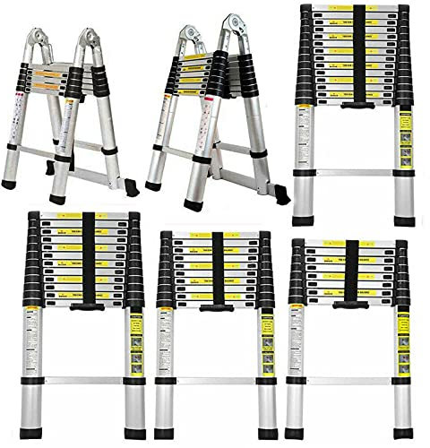 Robusta scala telescopica da 2,6 m, in alluminio, per standard di sicurezza multiuso EN131, 150 kgs/330 lbs, capacità (8,5 FT)
