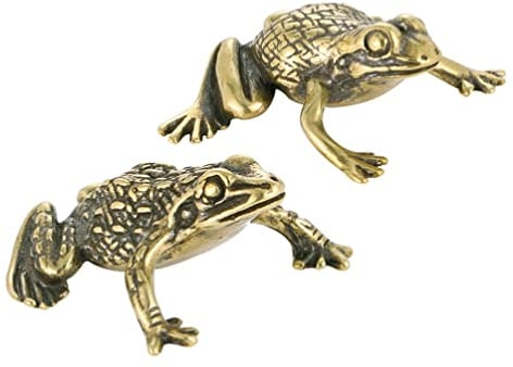 Milisten Messing Frosch Deko Set 2 Stück Retro Kröten Figur Tischdeko Feng Shui Glücksbringer Kompakt Größe Für Büro Und Zuhause