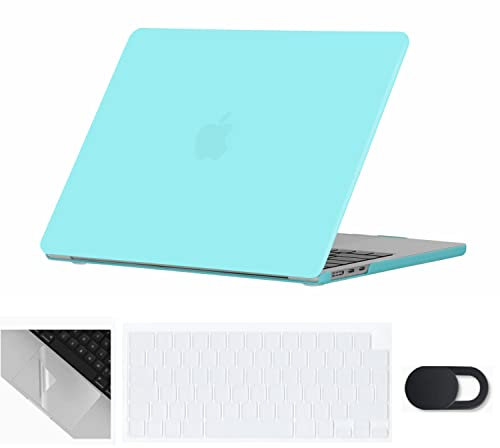 Se7enline Kompatibel mit 2023 2022 MacBook Air M2 Hülle 13 Zoll Hard Laptop Cover für Mac Air 13,6 Zoll A2681 M2 & Tastaturabdeckung (UK Layout) & Webcam-Abdeckung & Trackpad Protector,Türkis Blau