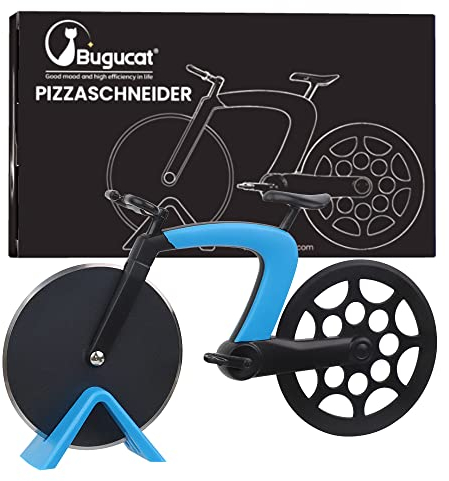 Bugucat Bicycle Pizza Cutter, Pizza Wheel Slicer Strong Solid Sharp,Pizza Knife Great Idea for Cyclists Pizza Lovers Pizza Accessories with Stainless Steel,Bike Non-Stick Cutting Wheels (Blue)