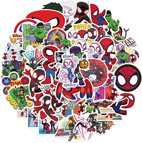 Spid_er Man and Friends Vinyl Stickers 50Pcs for Water Bottles Laptop Computer Skateboard, Cute Sticker Gift for Kids Teens Waterproof