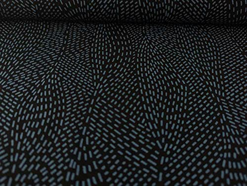 Fibre Mood Viskose/Tencel - Grafische Musterung Blau auf Schwarz als Meterware zum Nähen, 50 cm