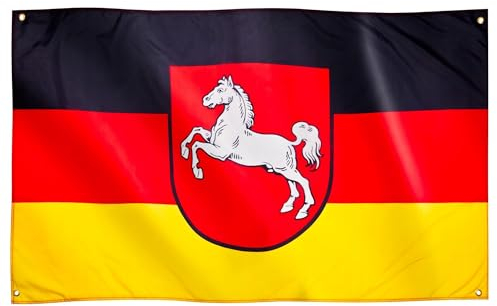 Runesol Niedersachsen Flagge für Balkon, 91x152cm, Niedersachsen Fahne mit 4 Ösen, Deutschland Bundeslandflagge, Premium-Flaggen für drinnen und draußen, lebendige Farben