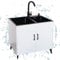 Komplettspüle Spüle mit Unterschrank,Ausgussbecken küchenunterschrank Kitchen Sink küchenspüle Waschbecken Edelstahl Spülbecken Freistehende Spültisch Spülenschrank mit Spüle und Armatur ( Color : Wit