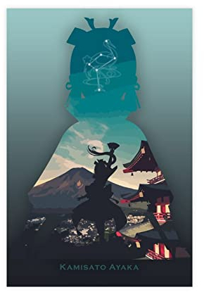 JDRC Kamisato Ayaka Genshin Impact Leinwand Poster Schlafzimmer Dekor Sport Landschaft Büro Zimmer Dekor Geschenk Rahmen: 30 x 45 cm