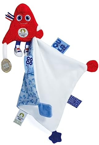 Doudou et Compagnie - Peluche Mascotte Officielle Des Jeux Olympiques de Paris 2024 - Doudou Mouchoir avec Peluche Phryge - Doudou de Champion - Dès la naissance - Pour Bébé - 14 Cm - JO2420