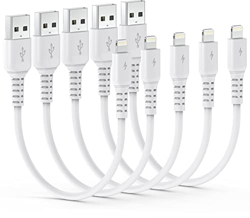 Acecene Lot de 5 câbles Lightning USB courts certifiés MFi - Câble de charge rapide pour iPhone - 30 cm - Compatible avec iPhone 14 13 12 11 Pro Max Mini XR X XS 8 7 6 Plus SE