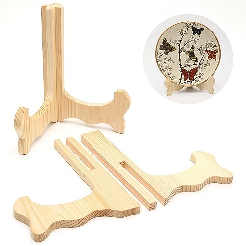 Juibao - Soporte de madera para platos, caballetes, libros, marcos de fotos (2 unidades)