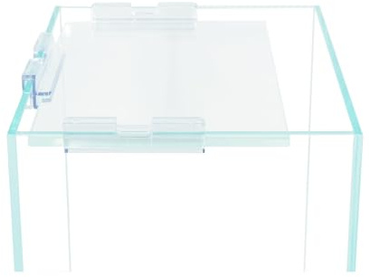 HIRO Aquatics Nano hohes randloses Aquarium, niedriges Eisen, rahmenlos, extra klar, mit schwimmendem Luft-Stil, für Aquarien oder Terrarien (mit teilweisem Deckel, 20 x 20 x 25 cm)