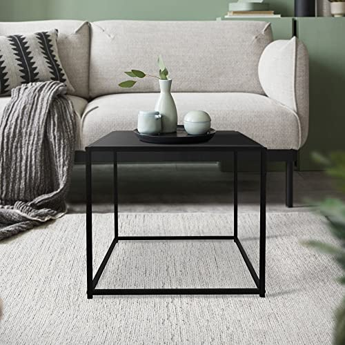 ML-Design Beistelltisch 55x55x55 cm Schwarz in quadratischer Form, Metallgestell, Industrie-Design, Tisch für Eingangsbereich, Couchtisch Wohnzimmertisch Sofatisch Flurtisch Dekotisch Kaffeetisch
