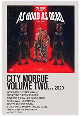 ZAPORA City Morgue Volume Two As Good As Dead von Zillakami Sängerin Musik Cover Leinwand Poster Schlafzimmer Dekor Sport Landschaft Büro Zimmer Dekor Geschenk ungerahmt 30 x 45 cm