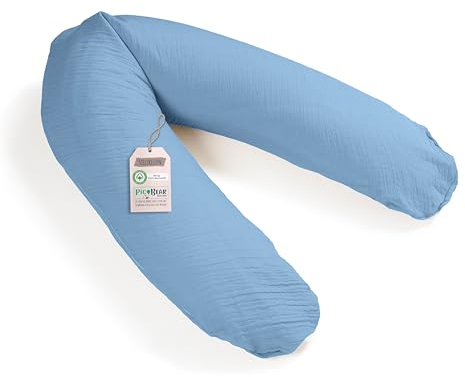 pic Bear Ersatzbezug für Stillkissen - hochwertige anschmiegsame Jersey Baumwolle für Lagerungskissen - Seitenschläferkissen - Classic 190 cm - airy Blue musselin