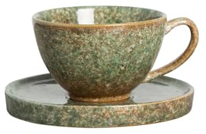 ByON Mug & plate 5228615812 Jade Tasse avec soucoupe en porcelaine, couleur : vert, dimensions : 13,5 x 11 x 7 cm, diamètre : 15,5 x 1,5 cm, capacité : 25 cl