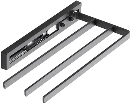 SOTECH Porte-serviettes coulissant STYLE à 3 bras noir 325 mm course 145 mm Porte-serviettes pour montage latéral sur lavabo
