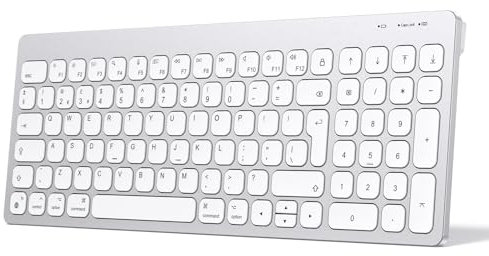 OMOTON Bluetooth Keyboard for Mac, Ultra Slim Portable Wireless Keyboard with Numeric Keypad for Apple MacBook Pro/Air, iMac, iMac Pro, Mac Mini, Mac Pro, QWERTY UK Layout, Silver