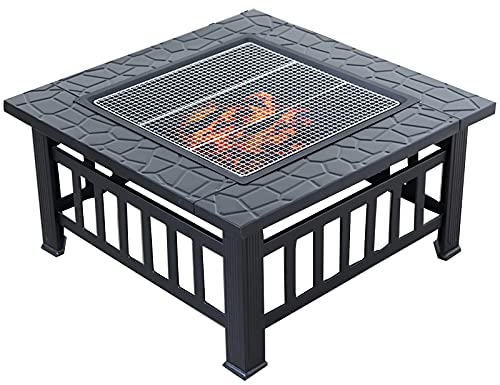ItzZa Brasero de leña para Exteriores, brasero con Pantalla de cúpula y atizador, terraza, Barbacoa, fogón para cocinar