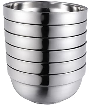 Amosfun 6pcs Child Bowls Japanese Rice Bowl Metal Dessert Insulated Soup Bowl Ramen Bowl Dipping Dish Vinegar Dish Toddler Suit Anti- Hot Bowls Soy Sauce Bowl Stainless Steel