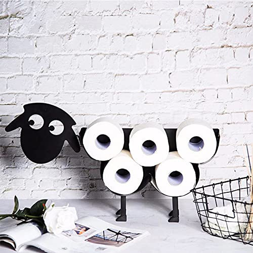 ALINUOYQ Metal Sheep Toilet Paper Holder, Wall Mounted Cute Sheep Toilet Roll Paper Holder Free Standing Novelty Toilet Paper Storage Holder for Bathroom Home