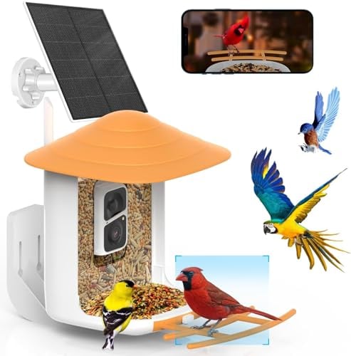 Vogelhaus mit Kamera, SOLIOM BF09 Solar Vogelhaus Camera für Wildvögel Futterstationen, 2K HD Vogelfutterhaus mit Kamera auf Handy, WLAN Automatische Aufzeichnung, Sofortige Benachrichtigungen
