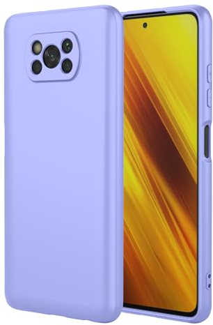 WBWONE Funda para Xiaomi Poco X3 NFC/Poco X3 Pro, Suave TPU Silicona Carcasa con Forro de Tela Protectora Antigolpes Caso Resistente a los Arañazos - Púrpura