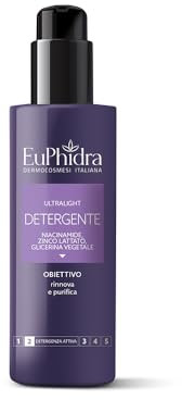 Euphidra Detergente Viso UltraLight Con Niacinamide Vitamina B3-Zinco Lattato-Glicerina Vegetale Rinnova E Purifica