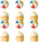 Ercadio Beach Ball 24pcs Double Sided Cupcake Toppers, Sports Theme Party Cake Decoration