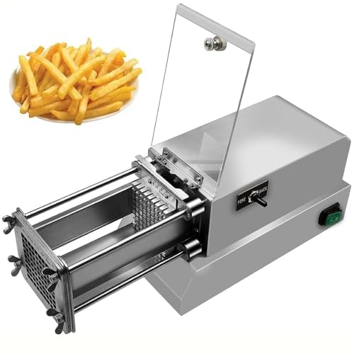 Tagliapatate Elettrico, Tagliapatate Elettrico Professionale Commerciale e Domestico con Lama for un Taglio Facile e Sicuro, for Patate, Carote, Cetrioli(Color:Silver,Size:12mm)