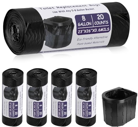 JOLIGAEA 100 Pièces Sacs de Toilette Biodégradables, 30L Sac pour Toilette de Camping, Sac Poubelle Kit, Sacs pour Toilettes Biodégradables, Sacs Poubelle Biodégradables pour Camping Voyage Maison