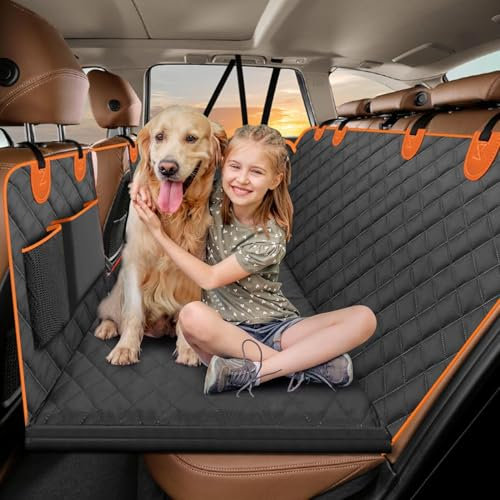 Neccis Hundedecke Auto Rückbank mit Harter Unterseite und Sicherheitsgurte, 136 x 61 cm Verbreitert Hunde autositz, Wasserdicht Hundesitz Auto Rückbank, 150 kg Tragkraft, Universell für PKW/SUV/LKW
