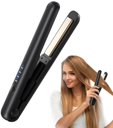 LYPPUL Mini Glätteisen Kabellos, Haarglätter Glätteisen, 2 in 1 Glätteisen Locken und Glätten, Wiederaufladbares Kabelloses Glätteisen mit 4 Temperaturen, Reiseglätter, Keramik Haarglätter