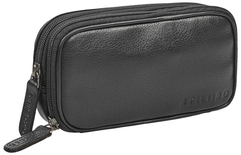 STILORD 'Fiore' Leder Federmappe Vintage mit Reißverschluss Stiftemappe Federmäppchen Etui Schule Uni Echtleder Kosmetiktasche für Damen und Herren, Farbe:schwarz