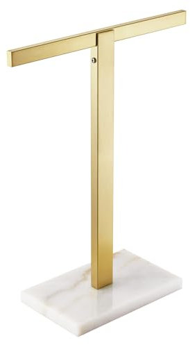 KOKOSIRI Porte-Serviettes avec Base en marbre pour Salle de Bain, Cuisine, Meuble-lavabo, comptoir en Acier Inoxydable doré, Hauteur de 40 cm, THS0002-SM-BG